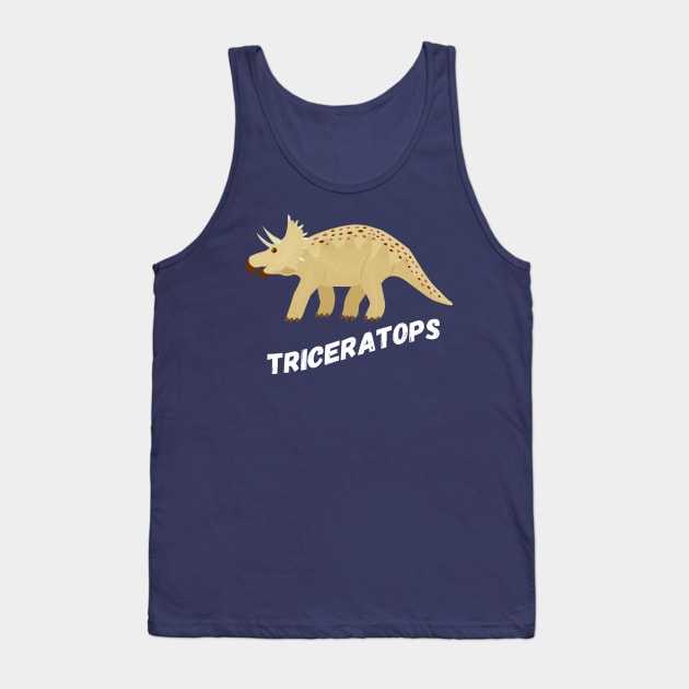 Cute Triceratops Dinosaur Design Tank Top by Terra Fossil Merch